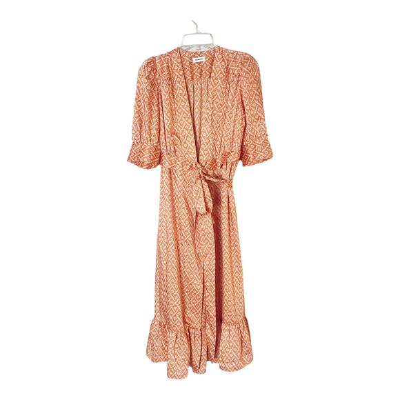 Sandro Printed Satin Twill Floral Midi Wrap Dress Size Medium - Picture 5 of 9